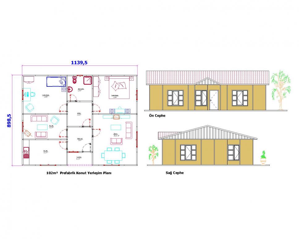 102 m2 Prefabrik Ev