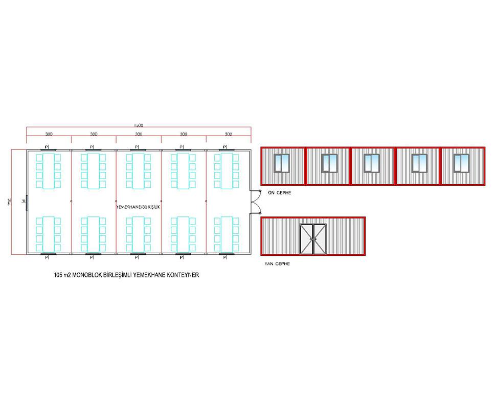 105 m2 Konteyner Yemakhane