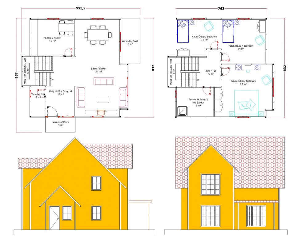 130 m2 Prefabrik Ev