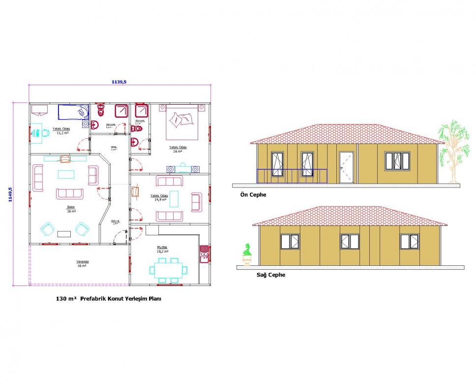 130 m2 Prefabrik Ev