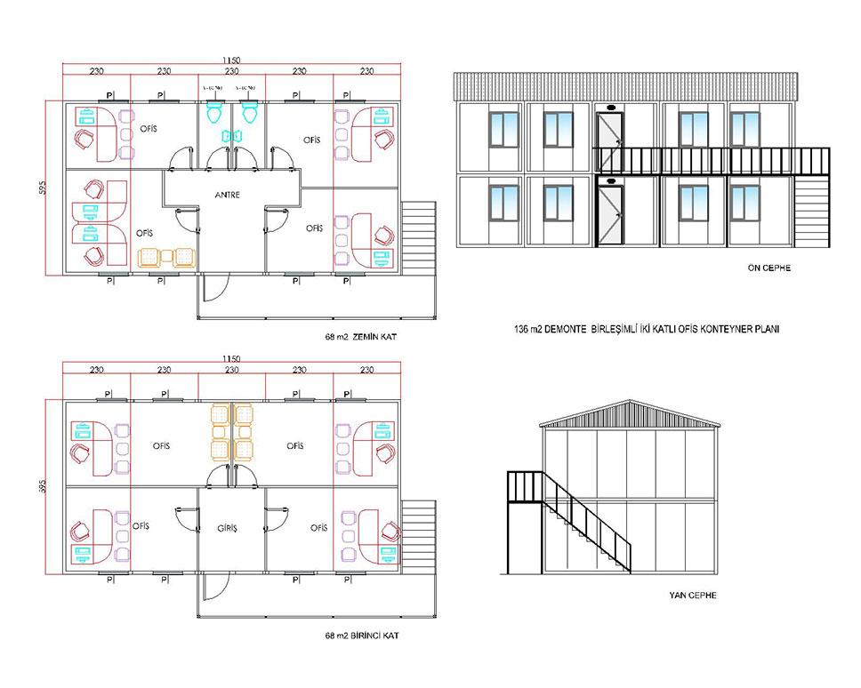 136 m2 Demonte Kont. Ofis