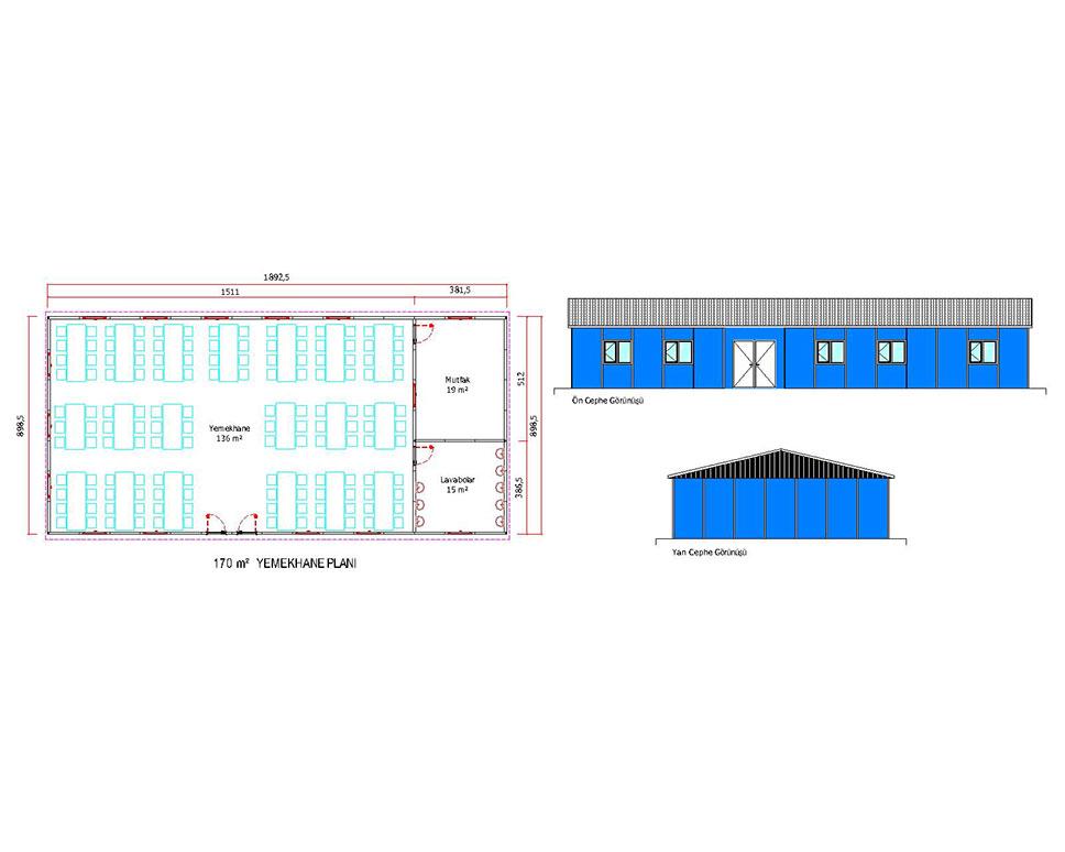 170 m2 Prefabrik Yemekhane