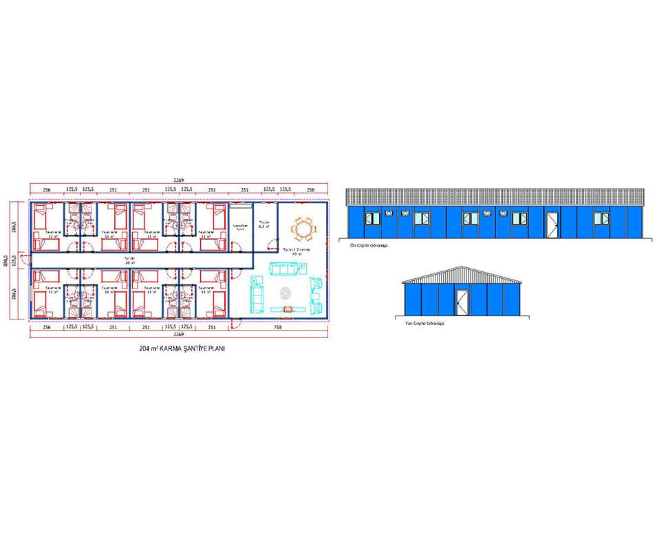 204 m2 Prefabrik Şantiye