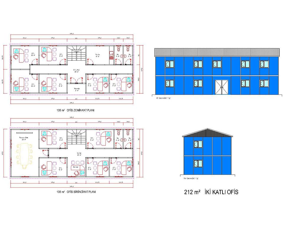 212 m2 Prefabrik Ofis