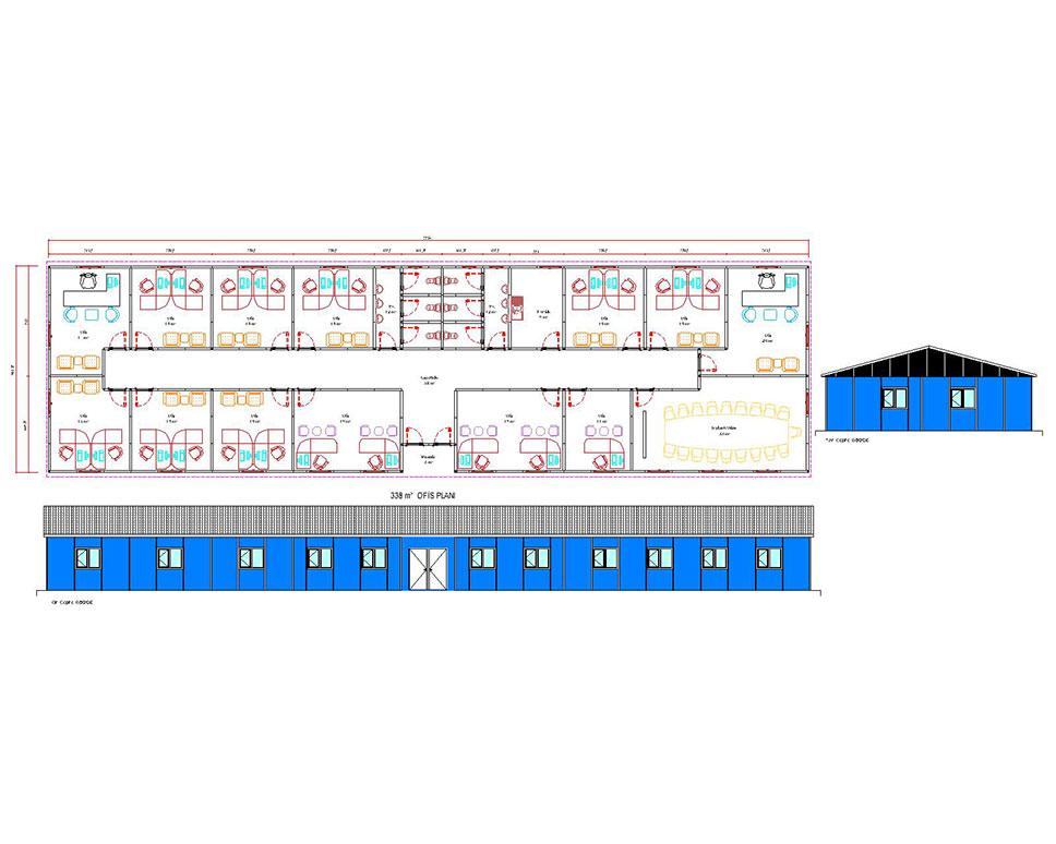 338 m2 Prefabrik Ofis