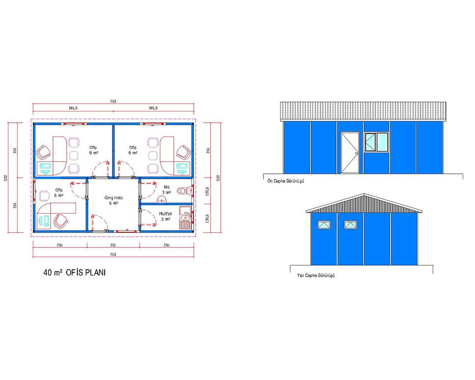 40 m2 Prefabrik Ofis
