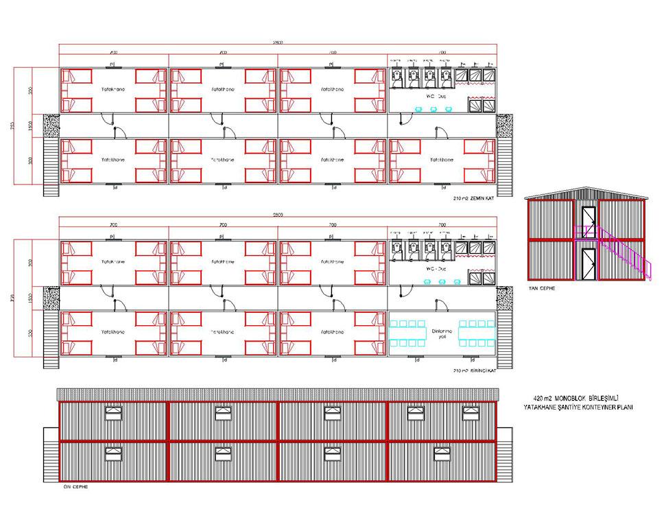 420 m2 Konteyner Yatakhane