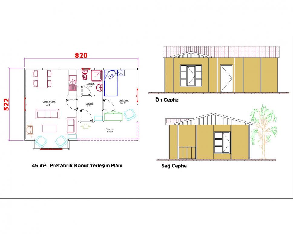 45 m2 Prefabrik Ev