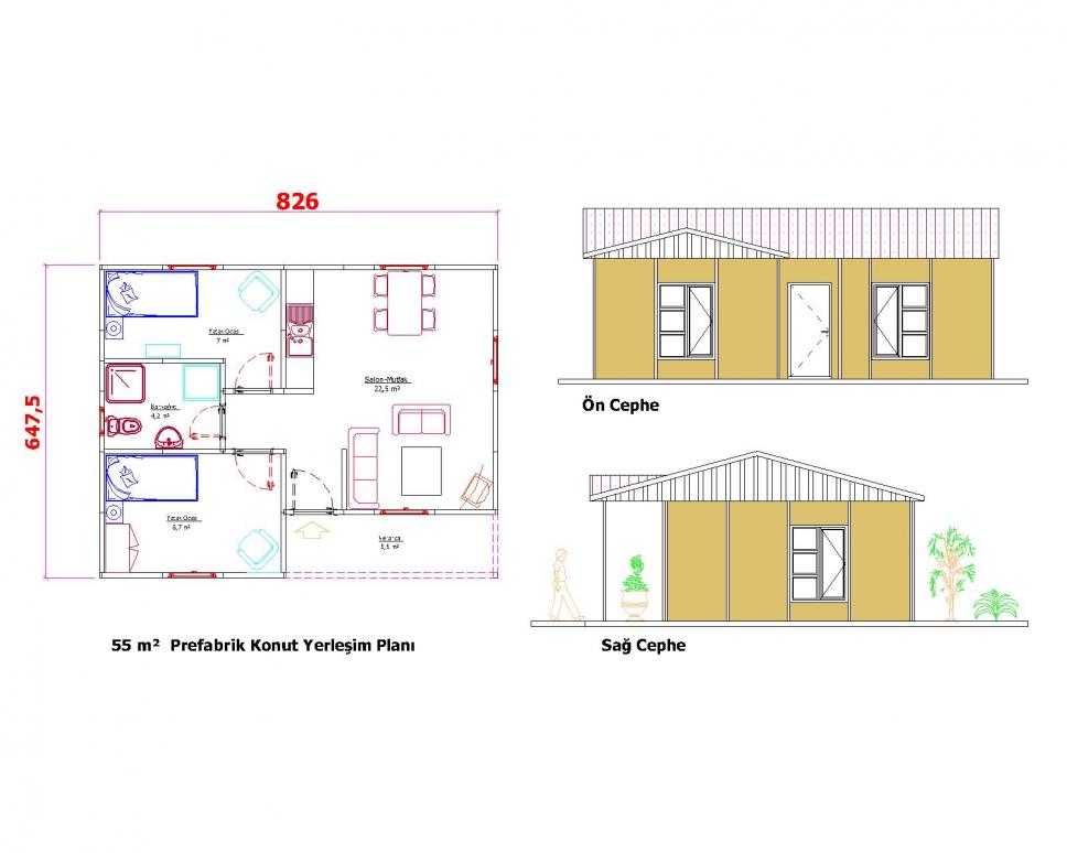 55 m2 Pefabrik Ev