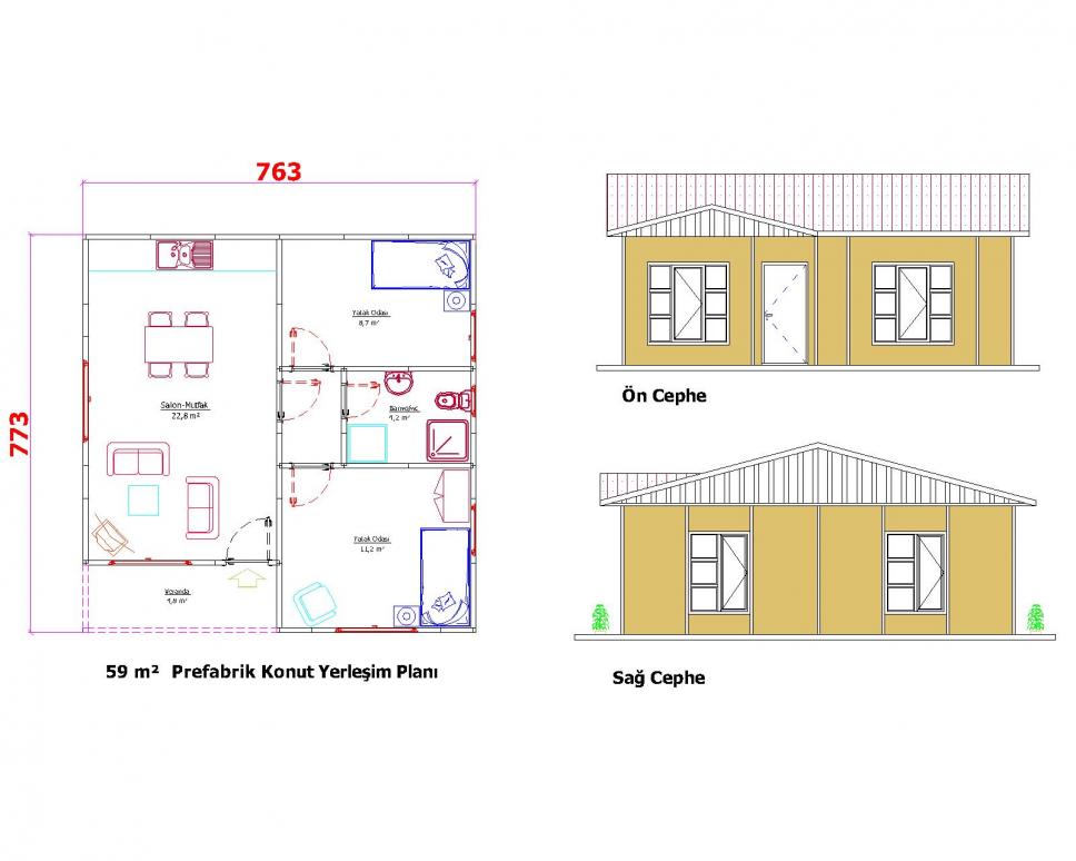59 m2 Prefabrik Ev