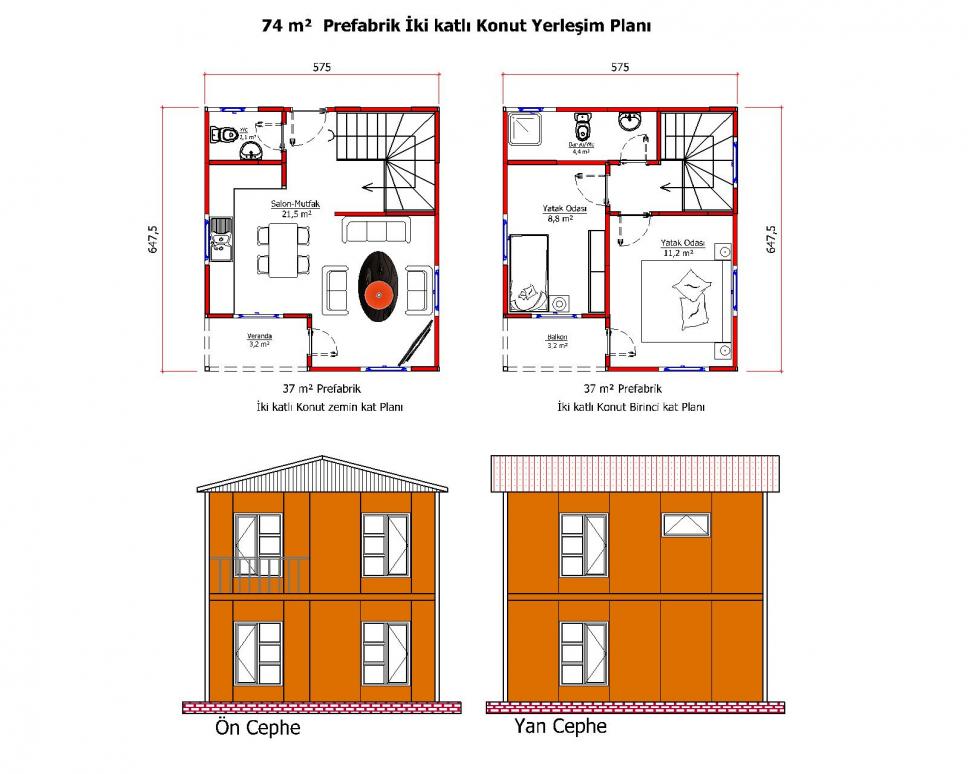 74 m2 Prefabrik Ev