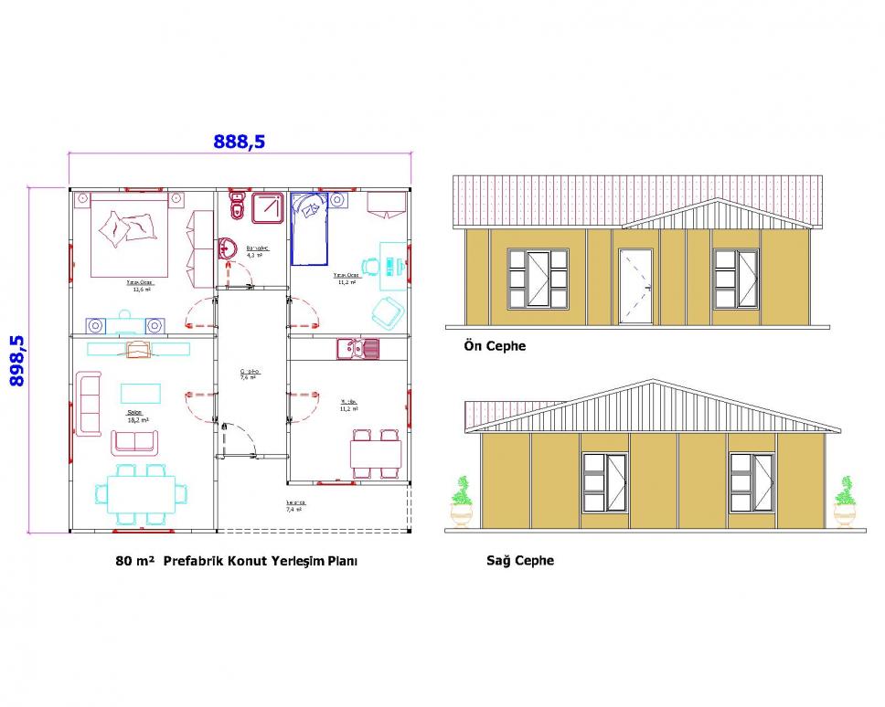 80 m2 Prefabrik Ev