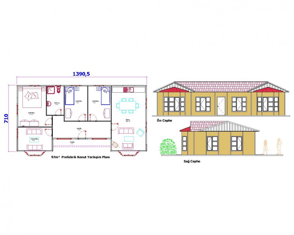 97 m2 Prefabrik Ev